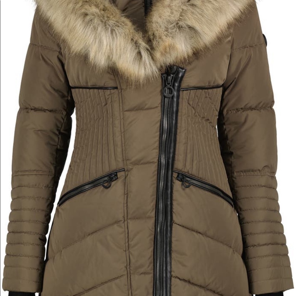 Gigi Faux Fur Trim quilted parka coat